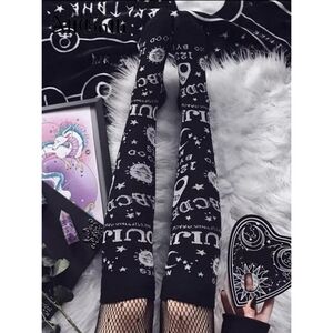 Ouija Knee High Socks Gothic Black Spirit Board Cotton OS NWT A Gothic Universe